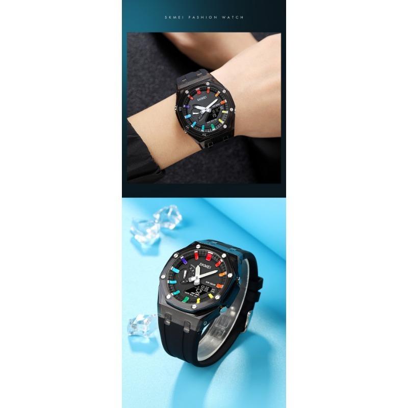 Skmei 2100 уличные мужские цифровые часы с цветным светодиодным дисплеем, водонепроницаемые ударопрочные мужские наручные часы