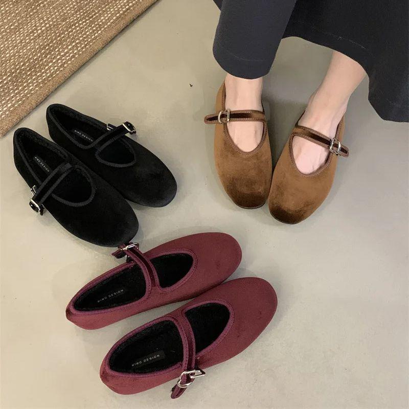 IPPEUM Балетки с пряжкой Красные Балерины Zapatos Mujer Женские туфли Мэри Джейн