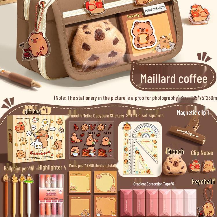 Капибара Прозрачный пенал большой вместимости, грязеотталкивающий, милый и стильный для учеников средней школы