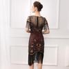 1920S Retro Ball Embroidered Fringed Dress Cocktail Party Large Size Sequined Beaded Mesh Dress