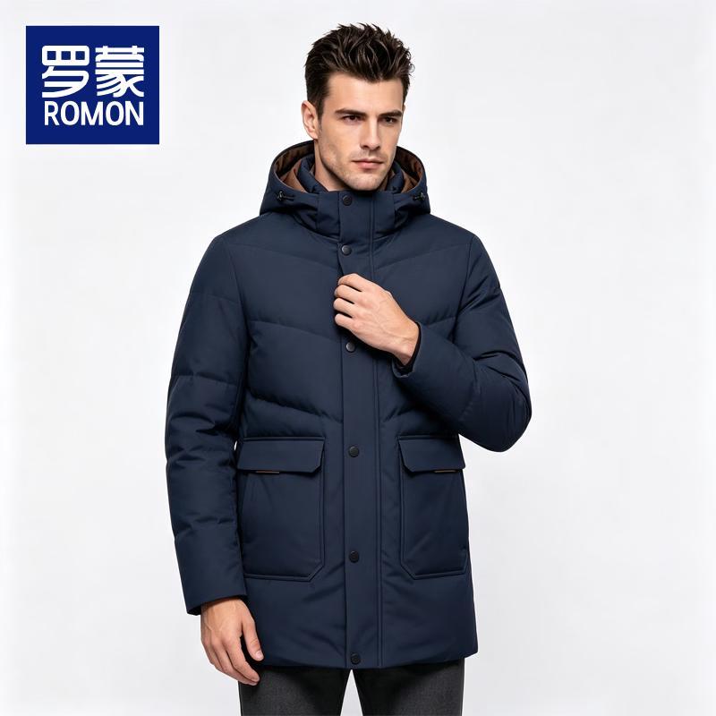 ROMON Men's Business Casual Down Jacket - Mid-length