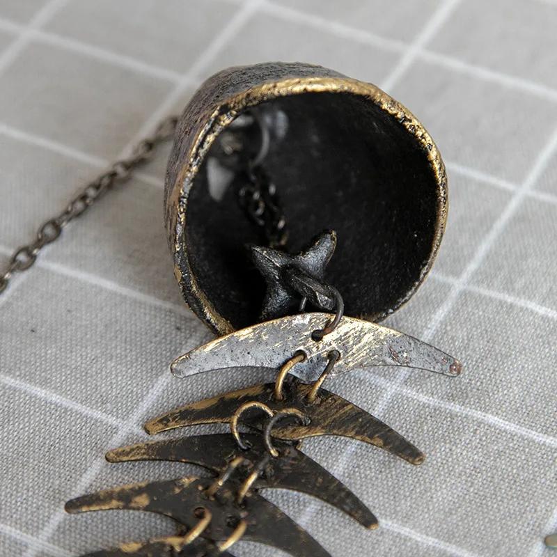 Винтажные подвесные колокольчики в виде рыбьих костей из чугуна в виде скелета рыбы, подвесные украшения для патио и сада