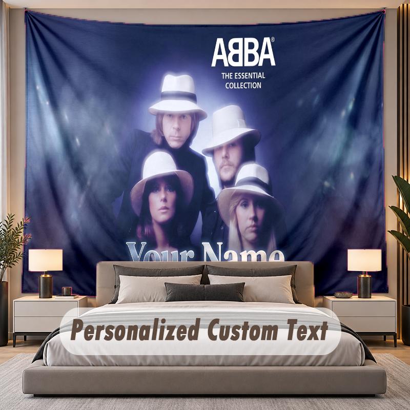 Custom Name Text Tapestry ABBA Personalized Polyester Wall Tapestry For Bedroom And Room