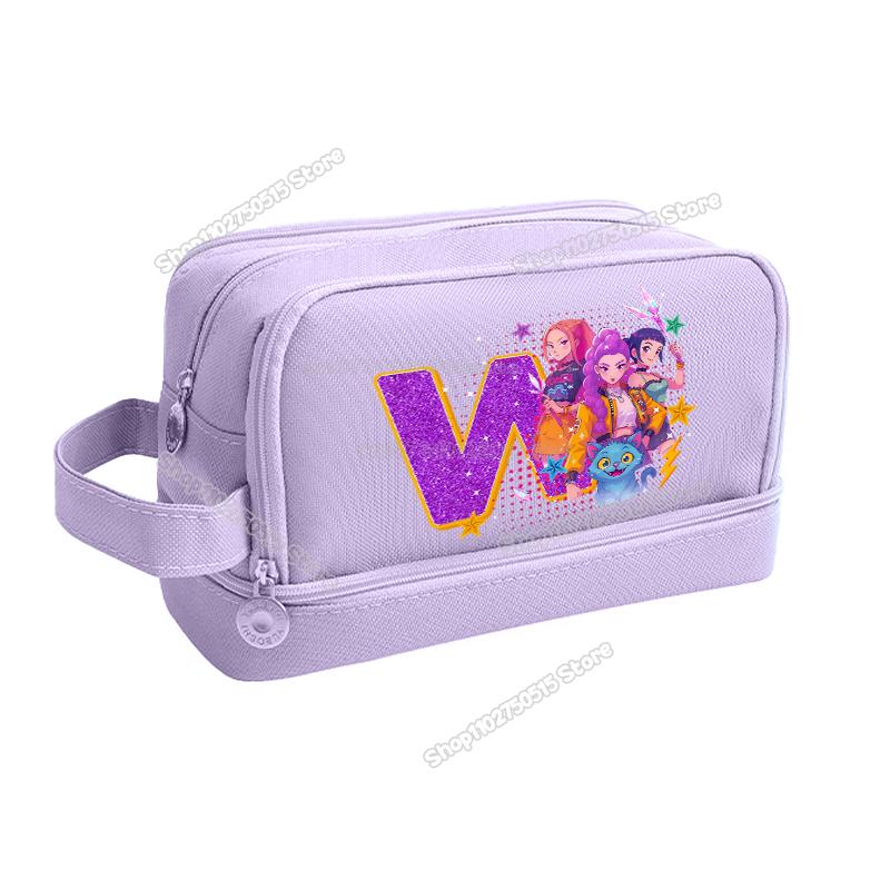 Kpop Demon Hunters Letter A-Z Pencil Bag Rumi Mira Zoey Girl Student Pencil Case High-capacity Stationery Pouch School Supplies