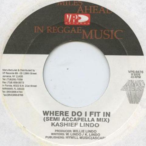 7-дюймовая пластинка KASHIEF LINDO - Where Do I Fit In VPS8676 VP 2003 США Регги, Ска и Даб