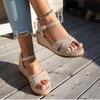 Fashion Women's Wedge Sandals 2025 New Thick-soled Muffin Sandals Fashion Canvas Casual Sandals for Women Peep Toe Platform Sandalias