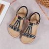 Summer Bohemian Rhinestone Sandals  New Elastic Band Beach Holiday Sandals For Women Open Toe Flat Comfortable Sandalias