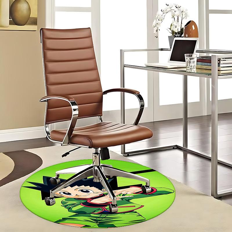 1pc Anime Cartoon Design Round Carpet Office Chair Mat, NonSlip Rug for Home Decor