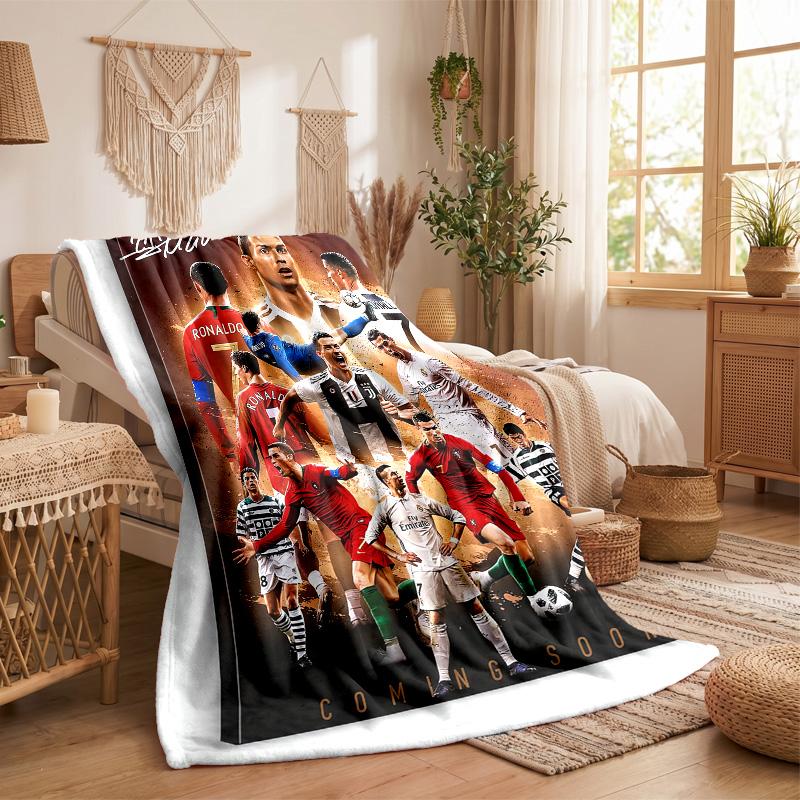 Cristiano Ronaldo Theme Fleece Blanket Cozy Soft Plush Blanket For Bedroom Couch Travel