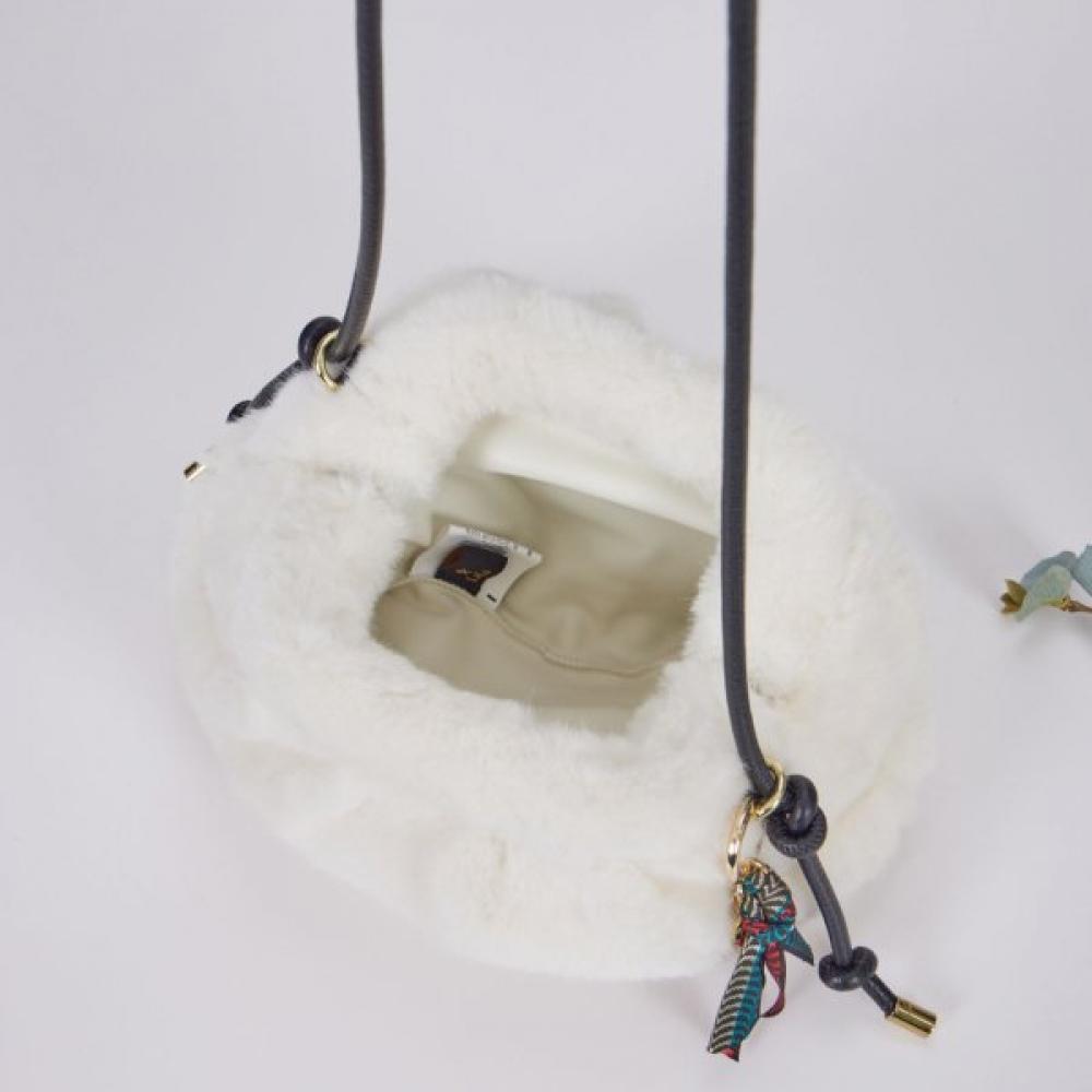 Lala Fur Clutch Crossbody Bag Ivory Lala2f140