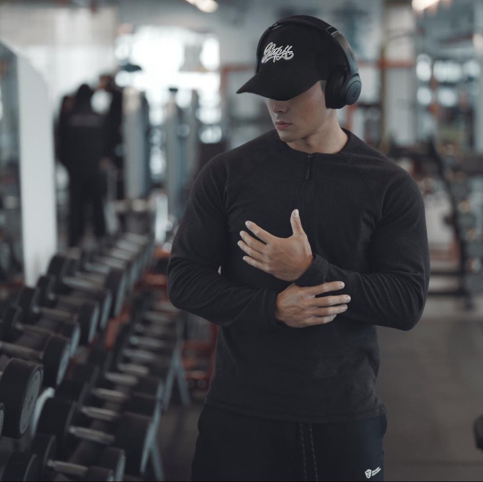 Мужской Тяжелый Двусторонний Теплосберегающий Приталенный Базовый Слой на Молнии с Длинным Рукавом Высокой Эластичности для Фитнеса Осень/Зима.