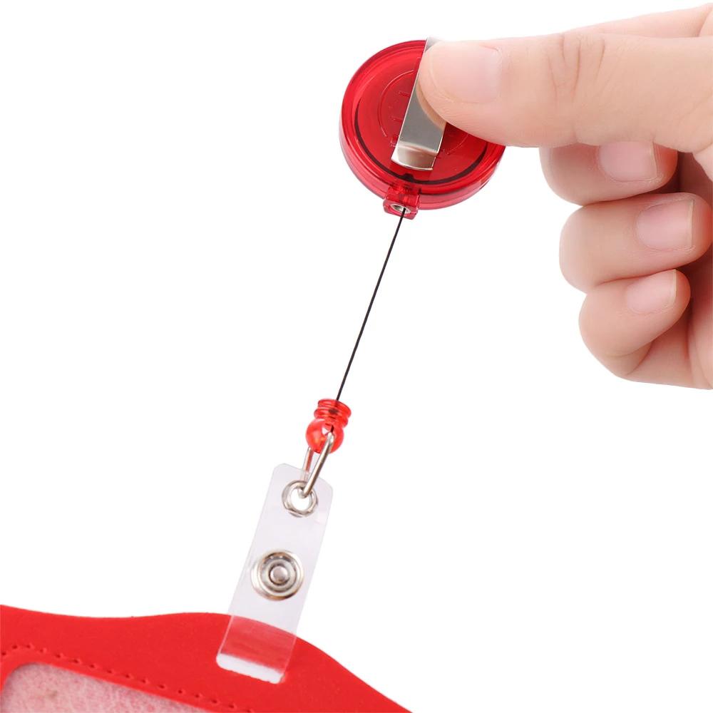 PU Leather Card Holder Clip ID Badge Holder Name Card Holder Retractable Badge Reels Nurse Doctor