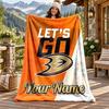 Anaheim Ducks Custom Name Flannel Blanket Personalized Soft Warm Plush Throw Blanket Customized Gift for Family Friends