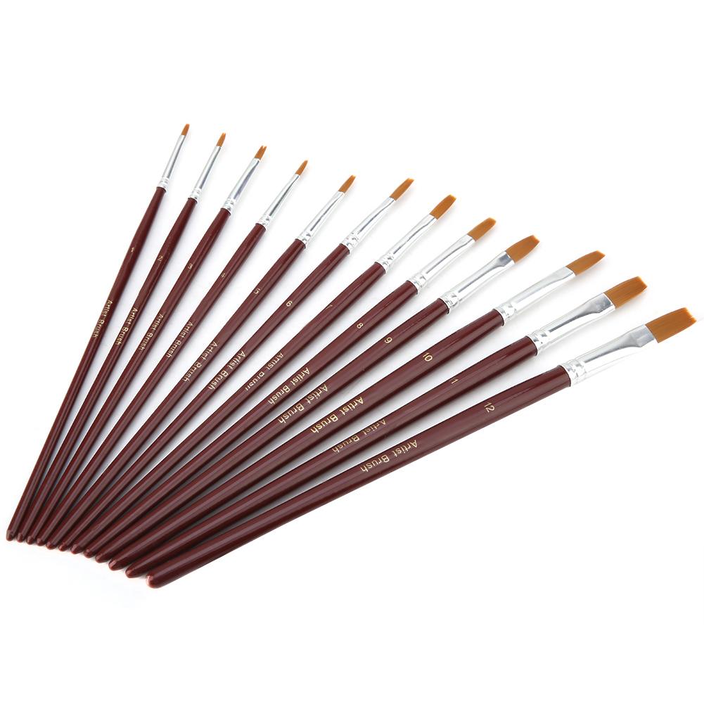 12PcsCelsiusset Watercolor Paint Brush Nylon Hair Art Painting Brush Drawing Supplies(Round tip)