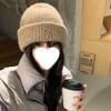 Solid color wool hat women's autumn and winter ear protection thickened cold and warm cold hat big head circumference simple versatile knitted wool