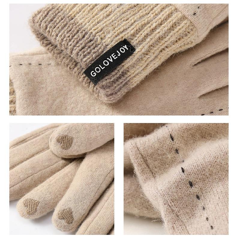 Зимние кашемировые перчатки для женщин, ветрозащитные плюшевые и теплые вязаные перчатки на запястье с сенсорным экраном