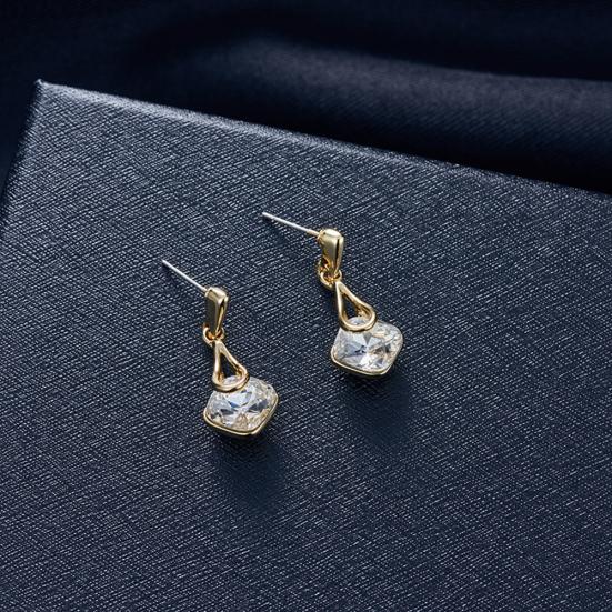 Кулон «Капля воды» с квадратными стразами, серьги-гвоздики, ожерелье, женский комплект ювелирных изделий