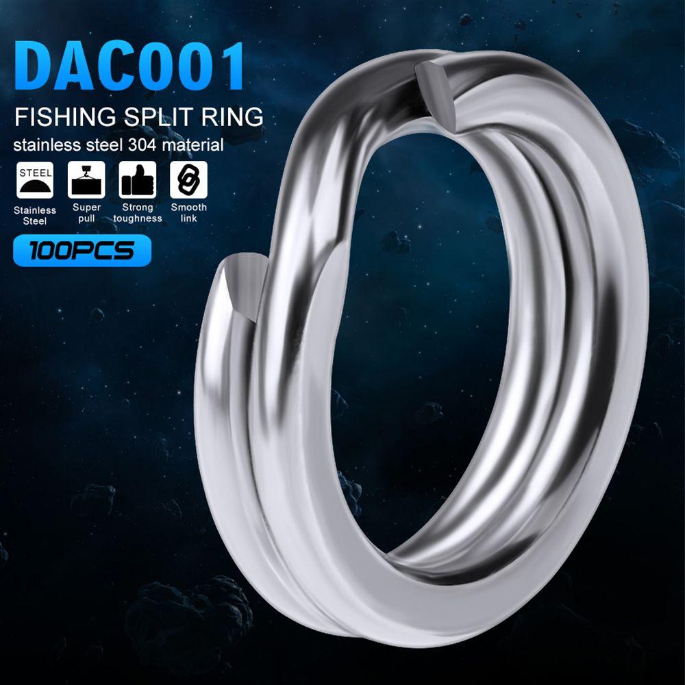 100pcs Hot Line Tackle 3#-8# Swivel Snap Fishing Split Rings Fish Connector Stainless Steel