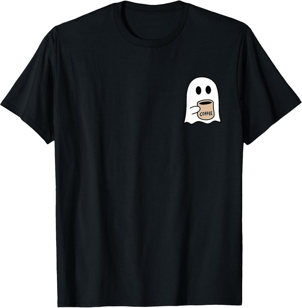 Funny Halloween Ghost Coffee Lover T-Shirt for Coffee Enthusiasts