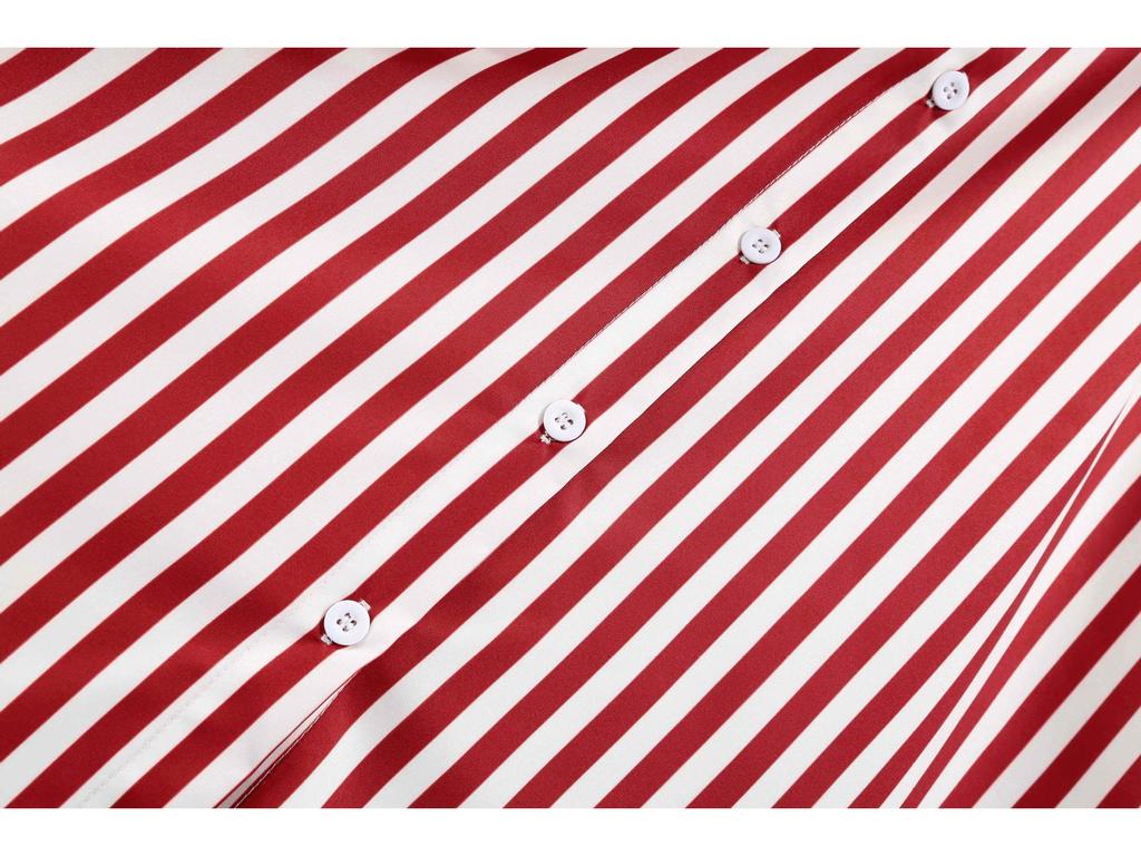 European-American Striped Patchwork Bow Party Swing Dress for Women