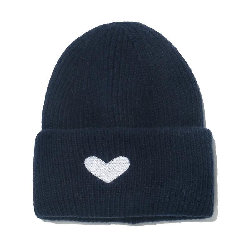Japanese sweet beautiful woman autumn and winter warm versatile student knitted hat show face small cold hat female love embroidery wool hat