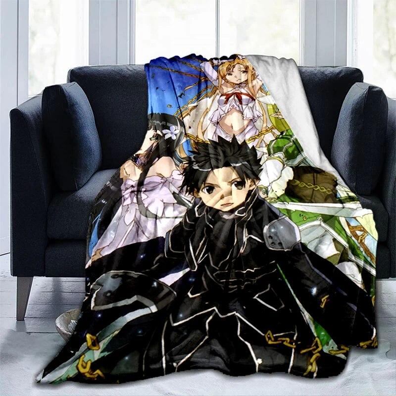 Популярное аниме SAO Sword Art Online, аниме, современное одеяло Gedruckt Bettdecke Geschenk, фланелевые мягкие плюшевые одеяла для дивана-кровати