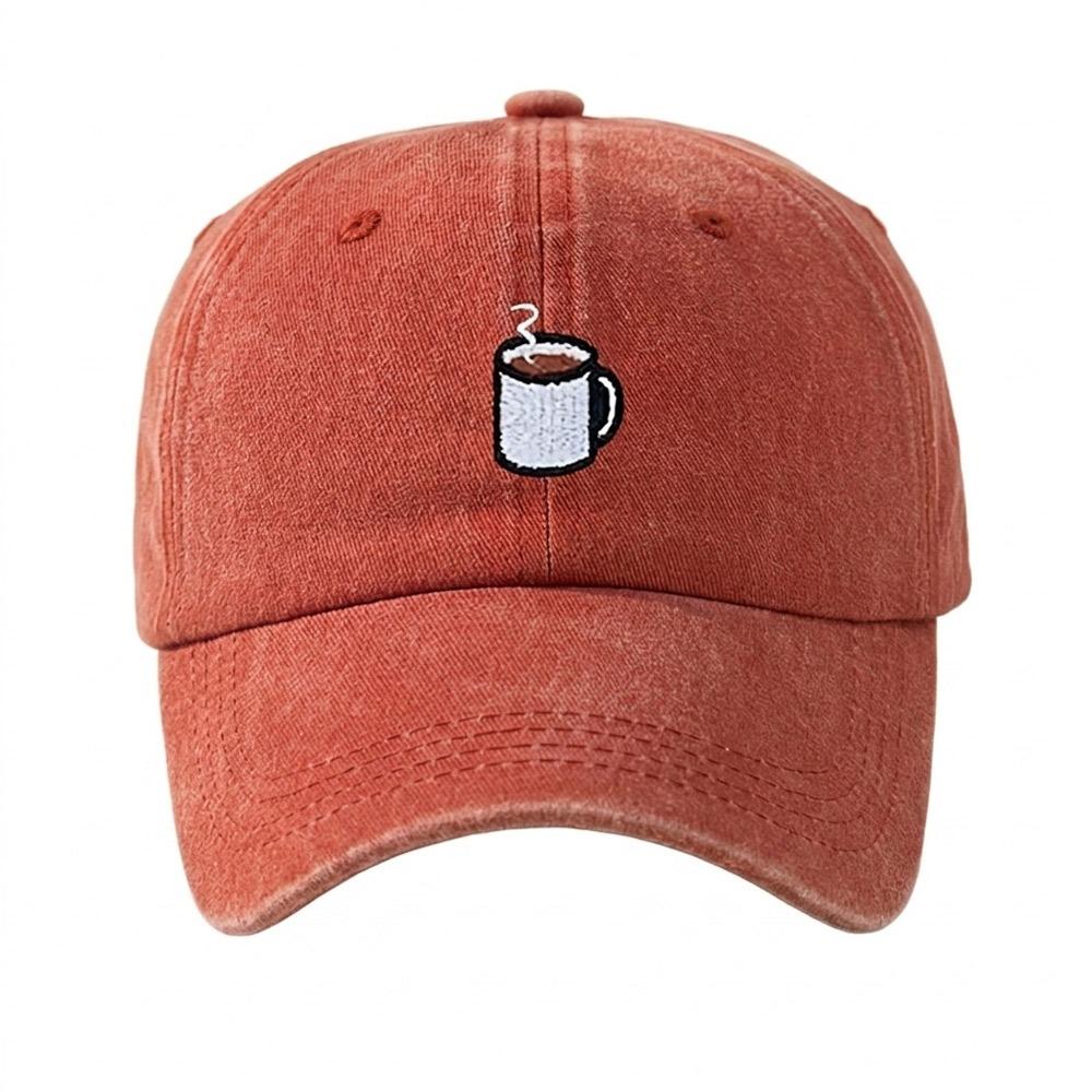 Embroidered Coffee Cup Baseball Cap Hip Hop Sun Hat Retro Distressed Baseball Cap  Unisex