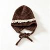 Lace Trim Kids Knit Hat Tie Closure Lace Trim Hat Durable Baby Beanie Cap  Daily Wear