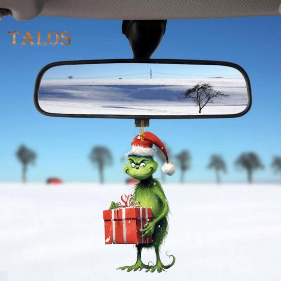 1/7Pcs Christmas Tree Ornaments Cartoon Green Elf Tree Hanging Decoration Acrylic Xmas Pendant for Holiday Car Window Wall Tree Decor