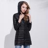 Thin Down Jacket for Women, Mid To Long, Autumn and Winter Korean Fashion Hooded Slim Fit Plus Size Women's Down Coat