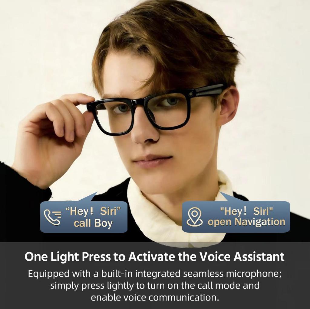 Smart Glasses AIMB-V2: Metal Frame, Bluetooth Calling, Voice Assistant, Anti-Blue Light Lens
