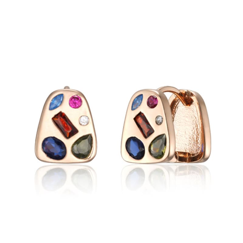 ELLE Jewelry 14K GF Vivid Glass One-Touch Earrings ELGPEE537
