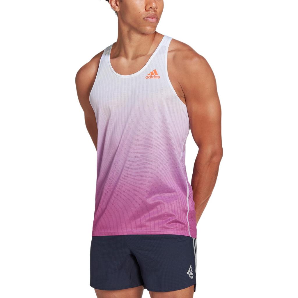 Adidas Reflective Logo Crew Neck Running Tank Top Men Tops Purple HK9512