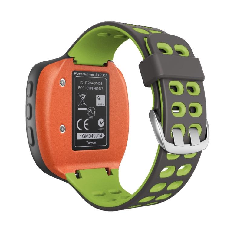 For Garmin Forerunner 310XT Two-color Silicone Watch Band(Grey Orange)