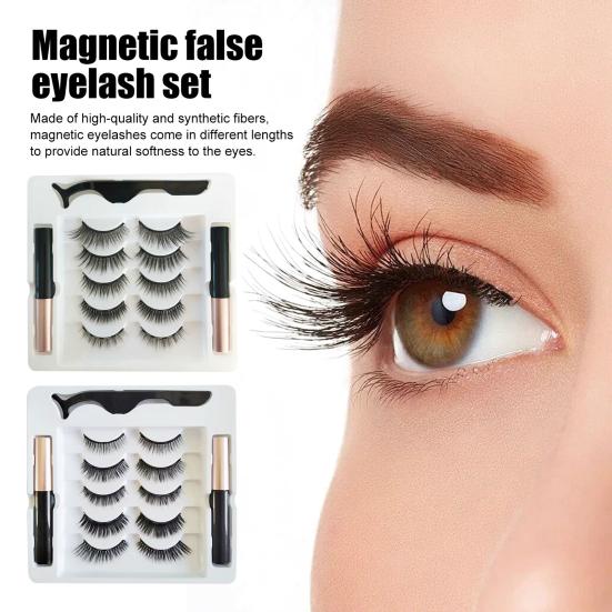 1 Set Magnetic Eyelashes with Eyeliner Tweezer Natural Looking Magnetic Fake Lashes with Applicator Tool Women Girls Eye Makeup Tools