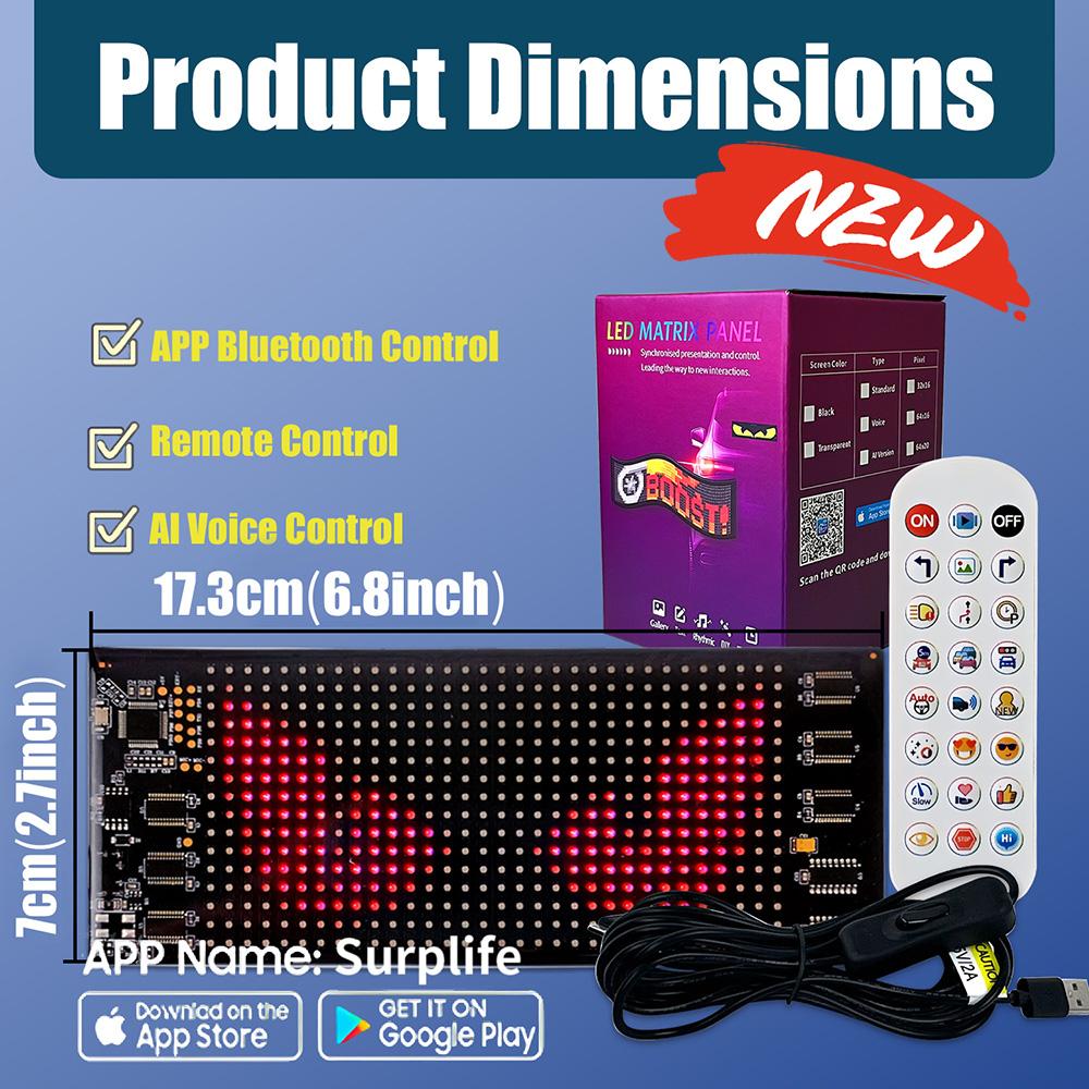 AI Voice LED Matrix Pixel Panel Car Demon Eyes APP Night Light DIY Programmable Flexible LED Display for Car Truck Accessorie