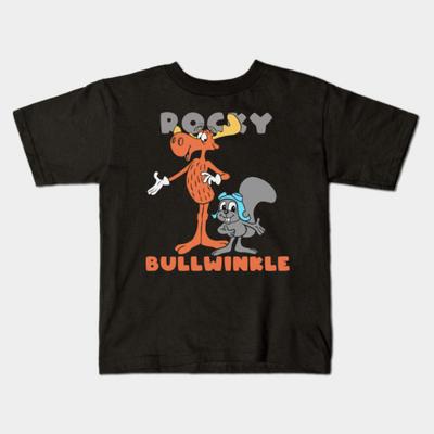 Boys Girls Soft Cotton Graphic Tees Rocky And Bullwinkle T-shirt Breathable Daily School Wear Kids T-Shirts