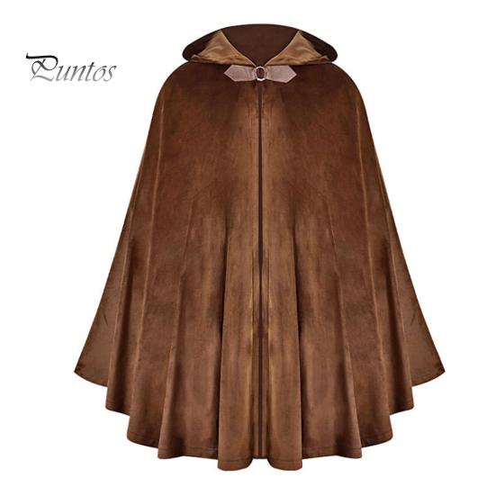 Плащ на Хэллоуин, шаль с капюшоном, стильный дизайн, накидка с пряжкой, однотонный длинный халат в средневековом стиле, костюм для косплея