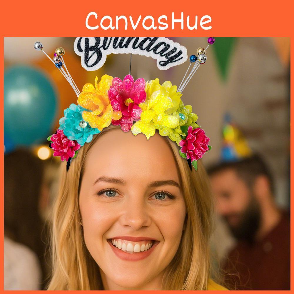 Letter Pattern Birthday Plastic Flower Headpiece For Halloween Party Wear Event