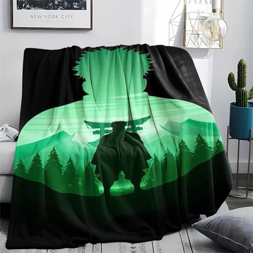 1PC Demon Slayer Black Patterned Flannel Blanket Suitable For All Seasons For Home Decor Warmth And Comfort Gifts Holiday Present