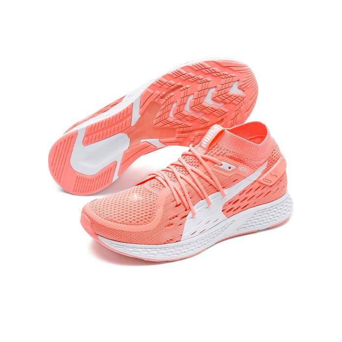 Puma Speed 500 Кроссовки женские с круглым носком, на шнуровке, сетчатая амортизация, прочные, с низким верхом, для бега, розовые, белые, 192254-02