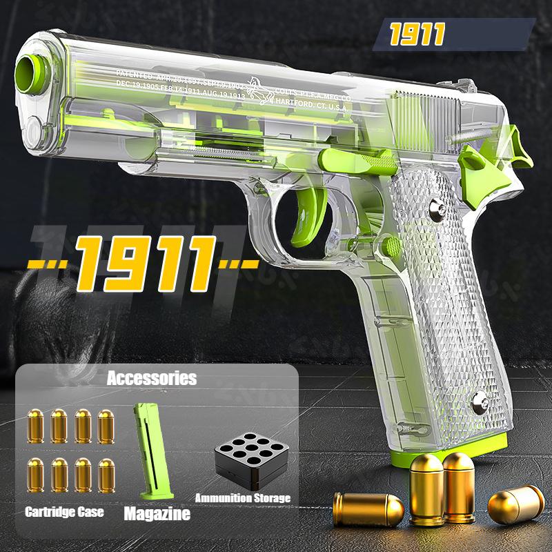 1911 Прозрачный Корпус Стреляющий Пистолет Нестреляющая Модель Пистолета с Магазином Гильзами Игрушечный Пистолет для Мальчиков на День Рождения Рождественские Подарки