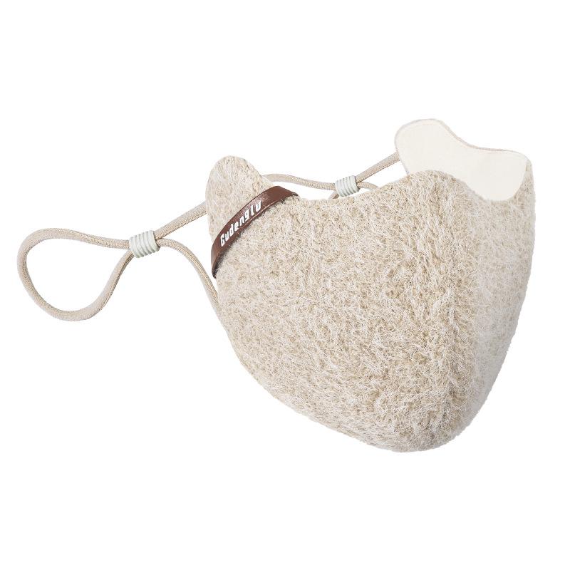 Luxury 3D Plush Mask: Warm, Windproof, and Fashionable Women's Outdoor Face Covering for Autumn and Winter