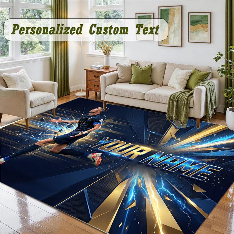 Crystal Velvet Square Rug Custom NameCristiano Ronaldo Pattern Non Slip Home Floor Decor Rug