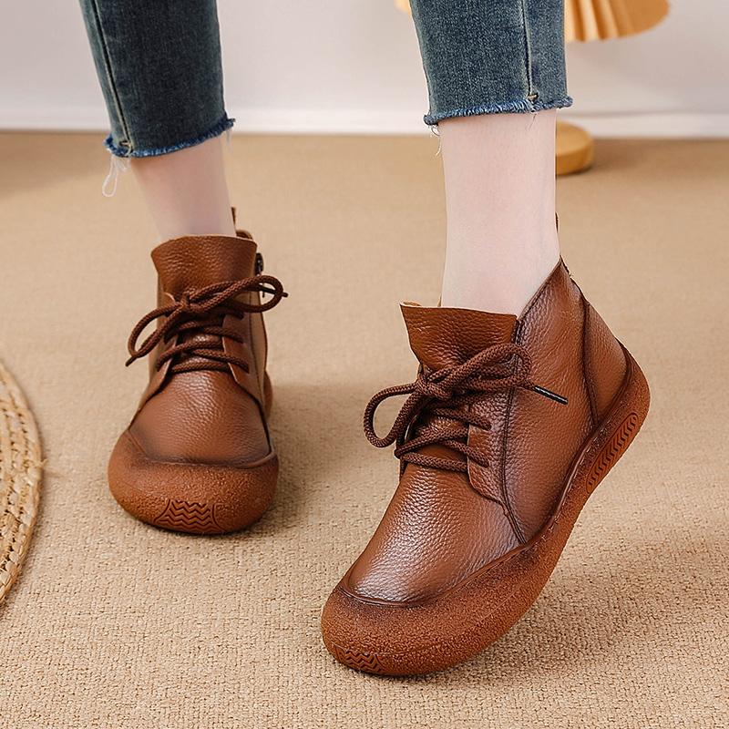 Высококачественные женские ботинки из натуральной кожи женские водонепроницаемые ботинки модные женские ботинки на шнуровке на платформе коричневые ботинки