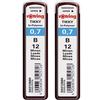 Rotring Replacement Lead 0.7mm B for Mechanical Pencils, 2-Pack, S0312680, Genuine Imported Product