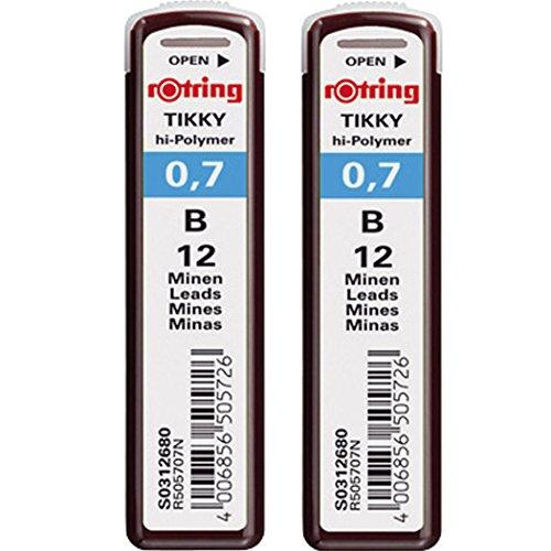 Rotring Replacement Lead 0.7mm B for Mechanical Pencils, 2-Pack, S0312680, Genuine Imported Product