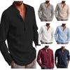 2024 Men's Long Sleeve V-Neck Casual Beach Shirt
