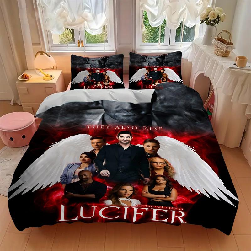 Angels Fall Lucifer Rises Print 3Pcs Bedding Setduvet Cover With 2 Bedropillowcase Home Birthday Gift
