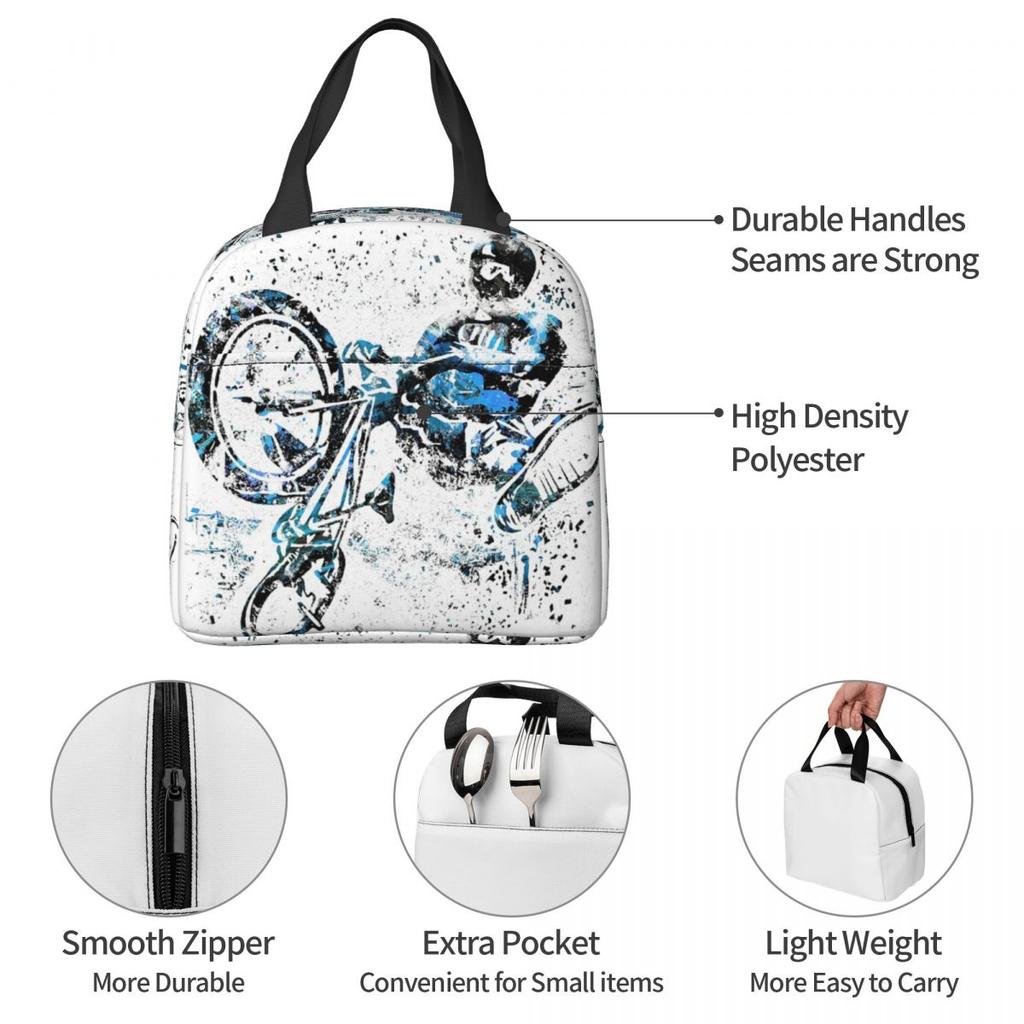 BMX Rider BMX Bike Insulated Lunch Bag for Women Office Cooler Thermal Food Box Tote Leakproof Lunch Boxes Container